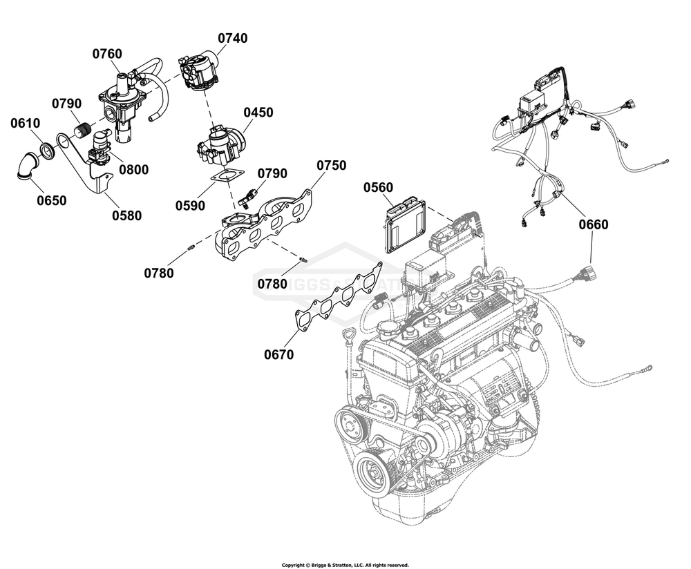 Engine Group - Fuel Components Diagram and Parts List for 076180-04  Briggs and Stratton Generator